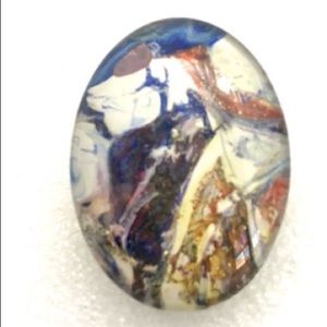 Brooch pin hand painted glass dome handcrafted